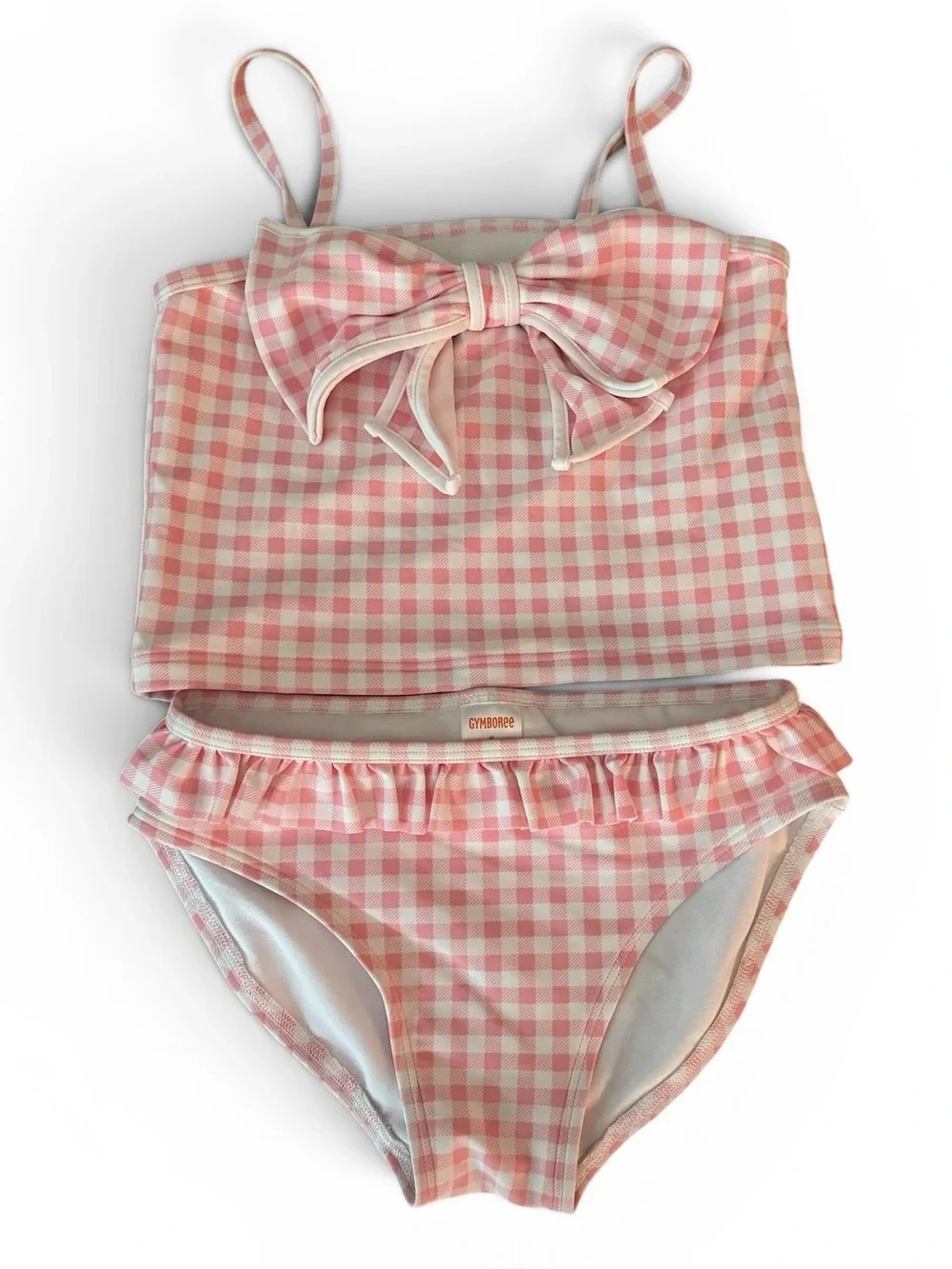 Gymboree Girls Pink Gingham Bow Tankini Swimsuit Size 8 NWOT